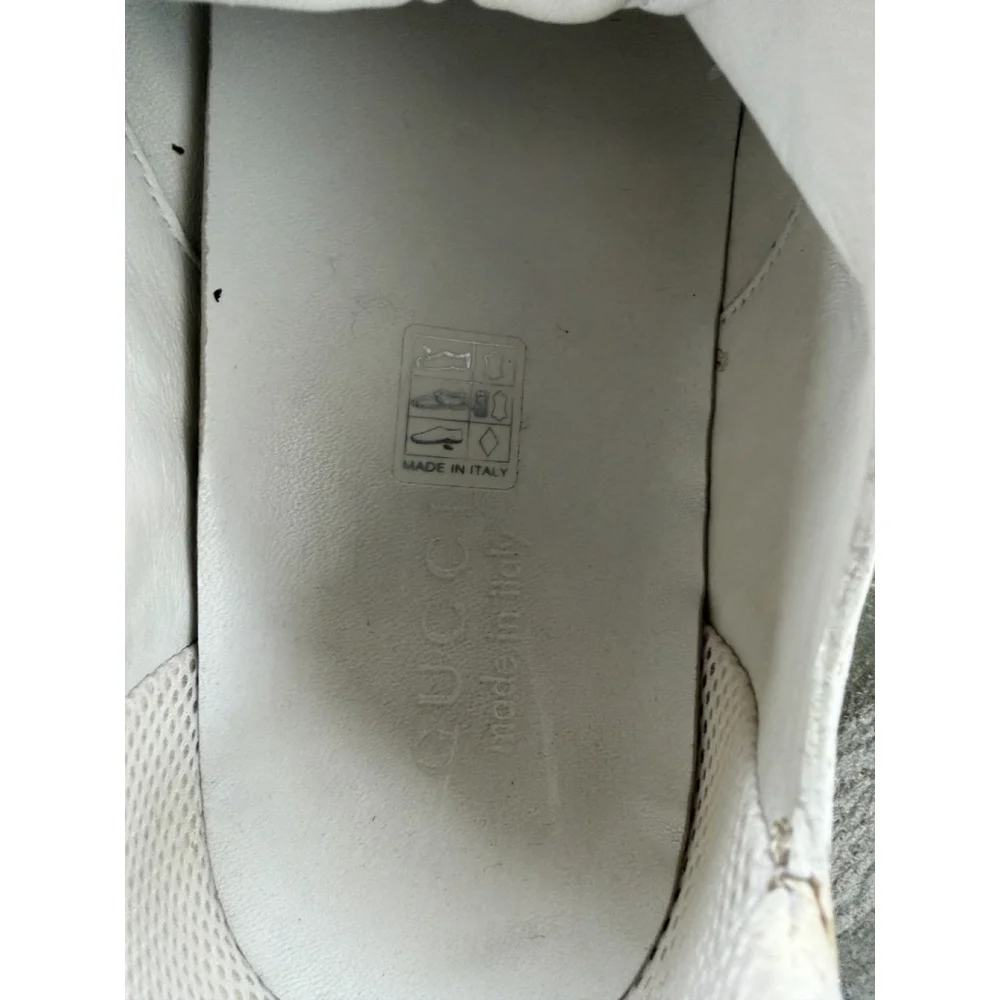 Gucci Men's White Leather Lace-up Sneakers Shoes Pre Owned US 9 1/2 - Picture 5 of 16